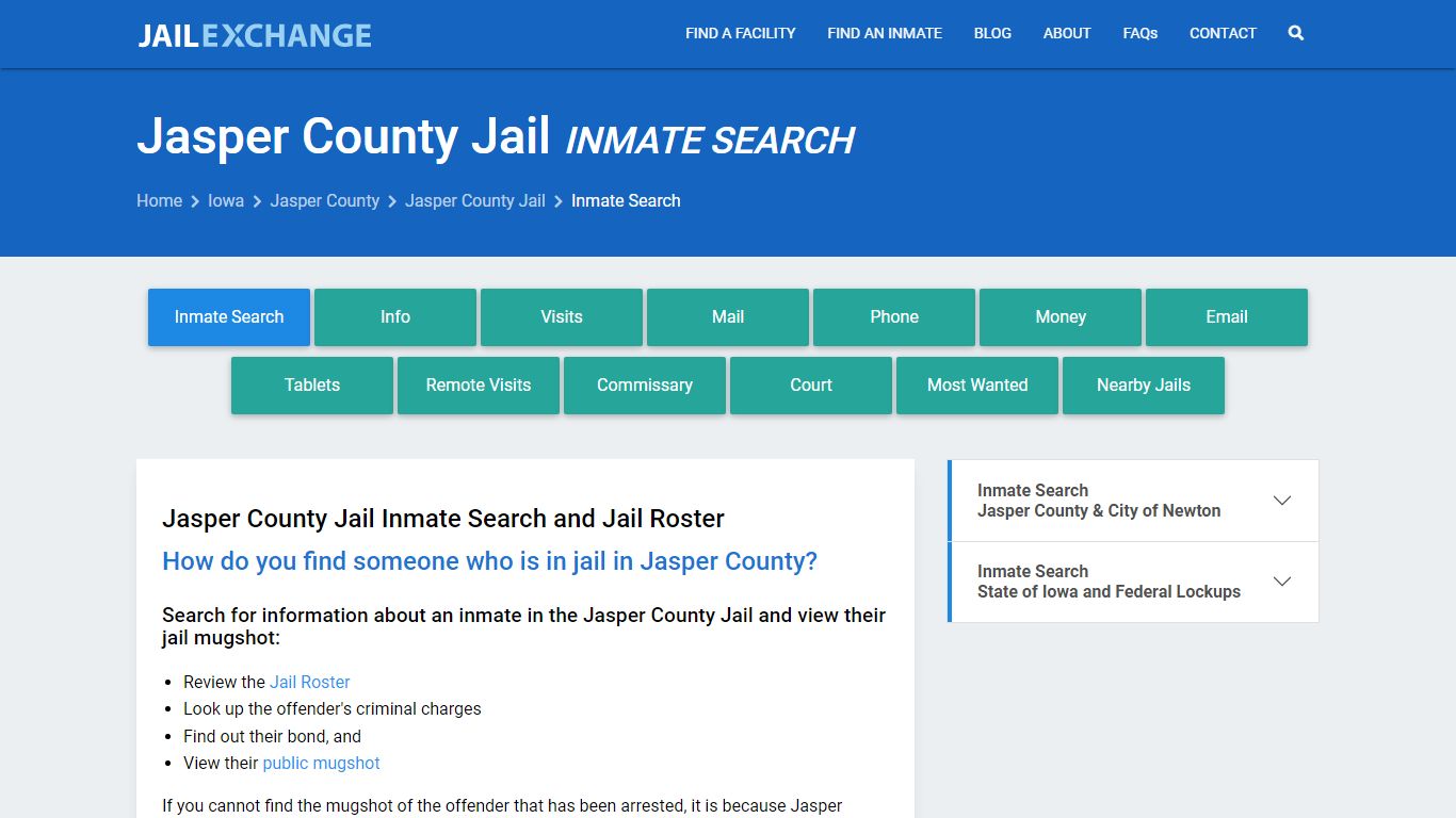 Inmate Search: Roster & Mugshots - Jasper County Jail, IA
