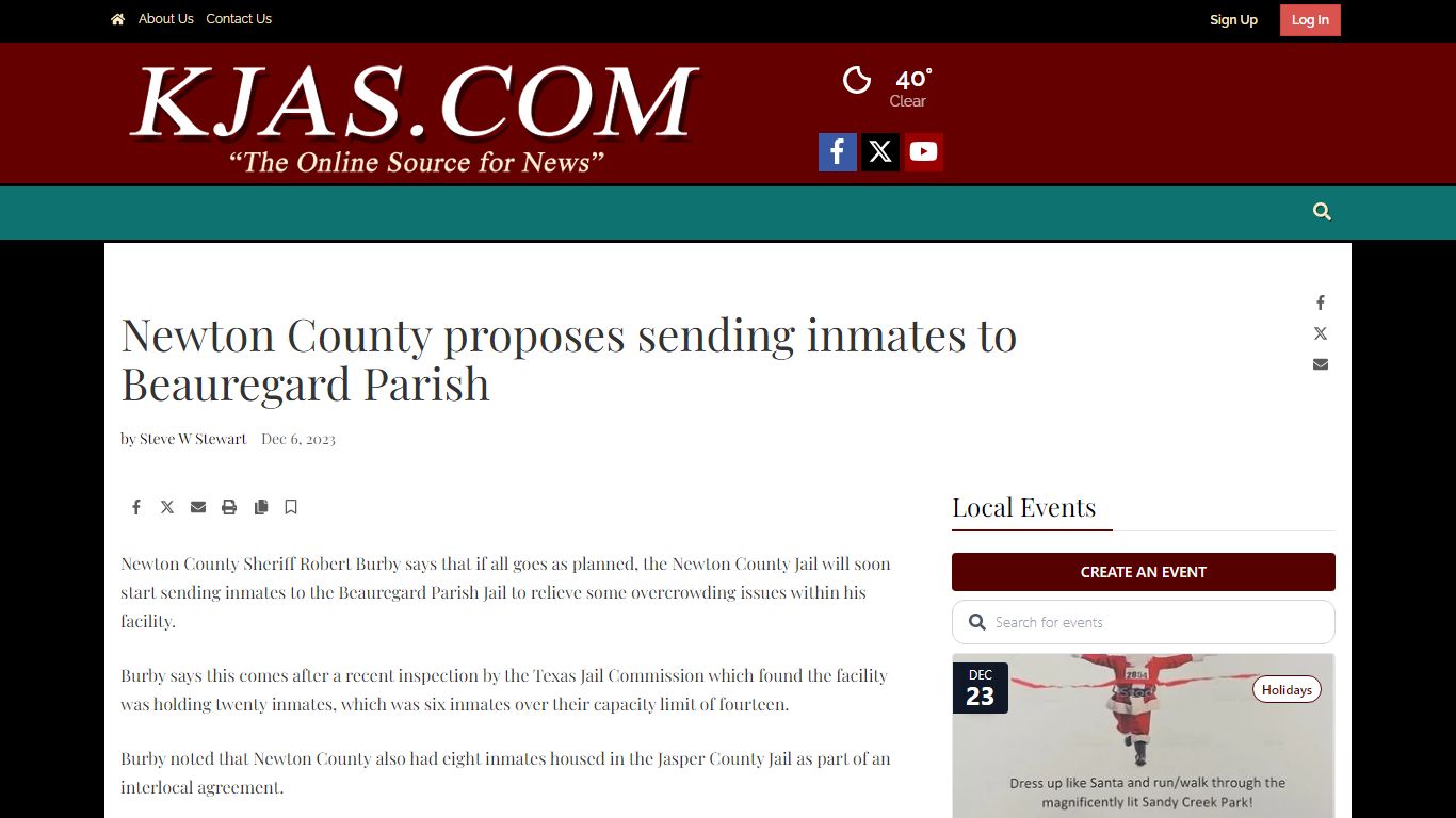 Newton County proposes sending inmates to Beauregard Parish